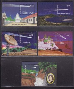 Halleys Comet 1985 from 5 different country S/S MNH