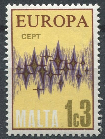 Malta Sc#450 MNH, 1c3m lem & multi, Europa (C.E.P.T.) 1972 - Stars (1972)