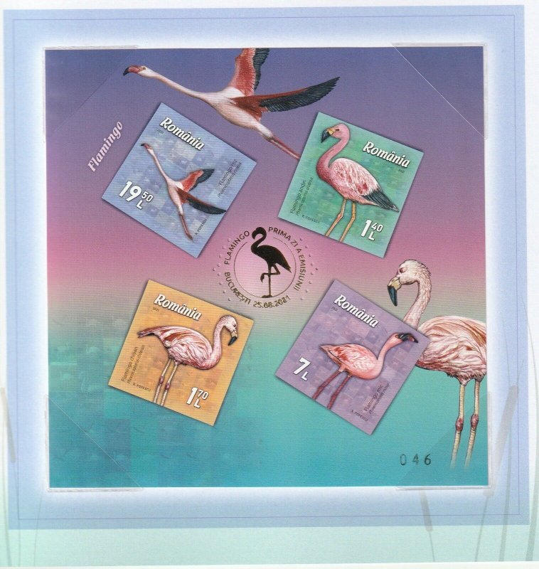 Romania 2021 Fauna, Flamingos Souvenir Sheet