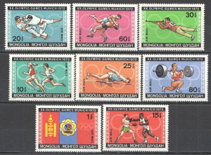 Wb057 1972 Mongolia Sport Xx Summer Olympic Games Munich 1972 1Set Mnh