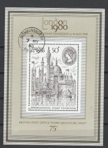 $1. 99CENT STARTS #40 GREAT BRITIAN 1980 STAMP EXPO S/S USED