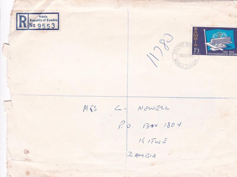 zambia ndola stamp bureau 2 large stamps cover ref 12967