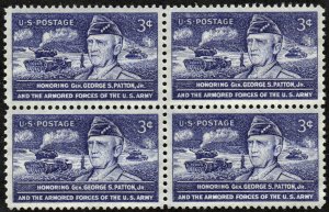 SC#1026 3¢ General George S. Patton Block of Four (1953) MNH