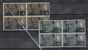 GB QEII 1965 4d Churchill Block Of 4 Phosphor SG661p/662p VFU JK2124