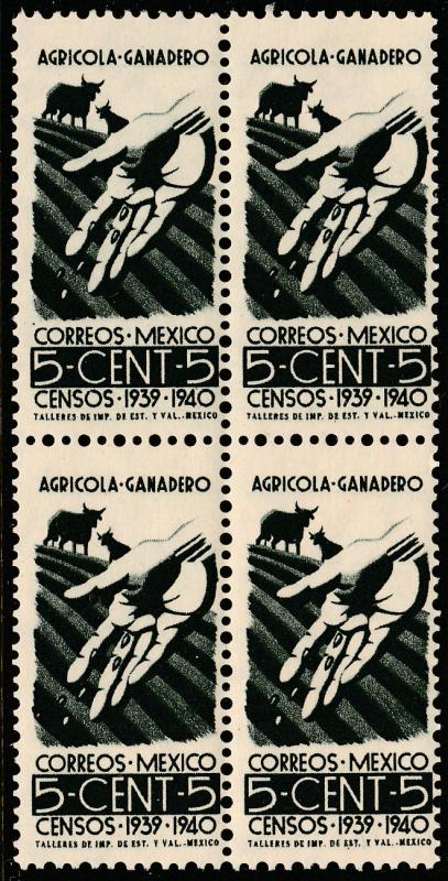 MEXICO 752, 5c Census. Block of four. MINT, NH. VF. (327)