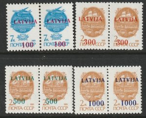 Latvia 308-311 complete set pairs MNH