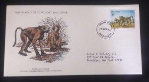 EL)1977 LESOTHO, WORLD WILDLIFE FUND, WWF, BLACK BABOON, CIRCULATED TO NEW YORK