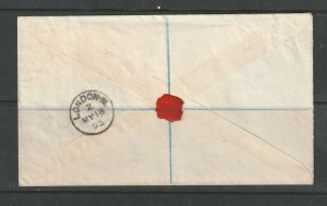 St Lucia 1892 Cover to UK, with QV 3d & 2 Opts, 1/2d on 3d & 1d on 4d, small St 