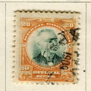 BRAZIL; 1906 early Pena Official issue fine used 20r. value