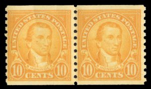 United States, 1910-30 #603 Cat$16, 1924 10c orange, horizontal pair, never h...