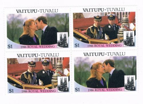 Tuvalu Vaitupu 66a-b Pair MNH Blk 4 Royal Wedding 1986 (T0021)