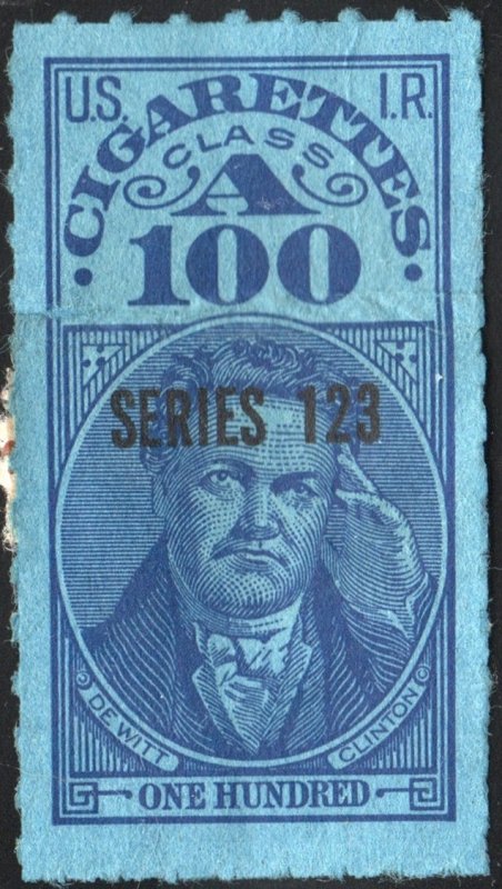 TA385a Series 123 Cigarette Revenue Stamp: 100 Cigarettes (1953) Used