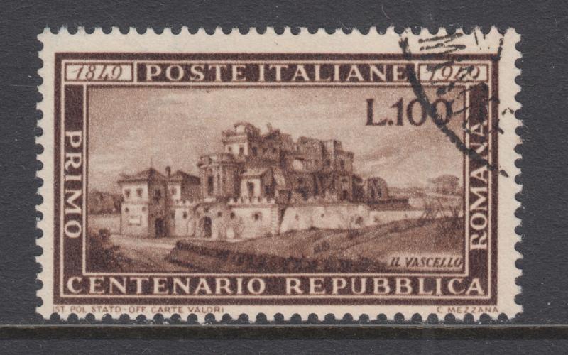 Italy Sc 518 used 1949 100l brown Vascello, crisp corner cancel, cplt set, VF