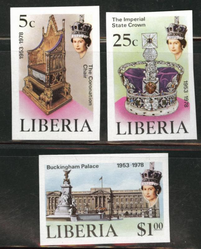 LIBERIA Scott 813-5 MNH** 1978 Coronation imperforate set