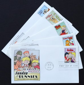 U.S. Used #4467 - 4471 44c Sunday Funnies Set of 5 ArtCraft First Day Covers