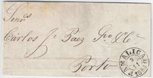 Portugal cover FAMALICAO Nov. 1866 to PORTO with content D. Luis I 25 Reis Sc#14