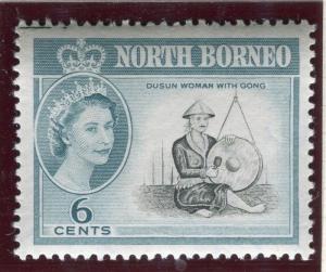 NORTH BORNEO;  1961 early QEII issue fine Mint MNH Unmounted 6c. value