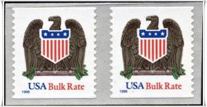 SC#2907 (10¢) Eagle & Shield Coil Pair (1996) SA