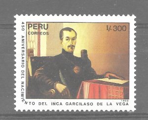 PERU 1989 LITERATURE WRITER GARCILAZO DE LA VEGA 1 VALUE MINT NH SC 955 MI 1396 