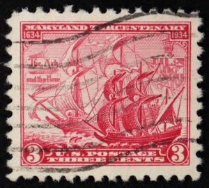 U.S. Used Stamp Scott #736 3c Maryland Terc XF - Superb Jumbo. Wave Cancel. Gem!