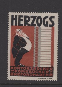 Sweden 1930's (?) Poster Stamp for Herzog's Office Supplies. VF no gum