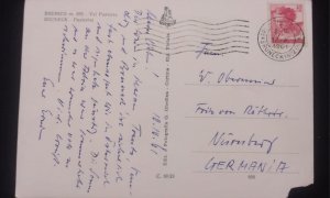 D)1961, ITALY, POSTCARD SENT TO GERMANY, WITH STAMP WORKS OF THE SISTINE CHAPEL