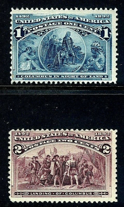 [T5]   US #230 &231 MNH 1893 1c + 2c 'Columbian Exposition' Stamps...Ships Free!