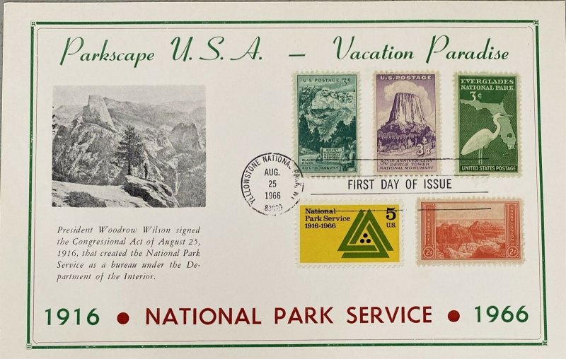 Hammond Card 1314 National Park Service Yellowstone Cancel Too many Stamps