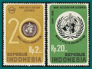 Indonesia 1968 World Health Organisation, MNH #735-736,SG1191-SG1192