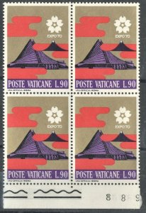 VATICAN CITY #482 - MINT NH BLOCK OF 4 - 1970 - VAT030