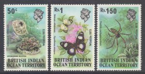 BIOT Indian Ocean Scott 54/56 - SG53/55, 1973 Wildlife Set MH*