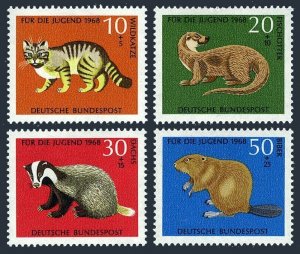 Germany B430-B433, MNH. Michel 316-319. Animals 1968. Cat, Otter, Badger,Beaver.