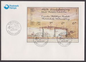 FAROE ISLANDS - 1986 WORLD PHILATELIC EXHIBITION - HAFNIA '86 - MS FDC