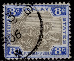 MALAYSIA - Federated Malay EDVII SG41, 8c grey & ultramarine, USED. Cat £38.