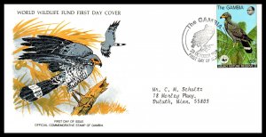 Gambia 381-384 Birds WWF Set of Four Typed FDC