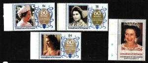 St Vincent Grenadines-Sc#514-17-Unused NH set-QEII-60th Birthday-1986-