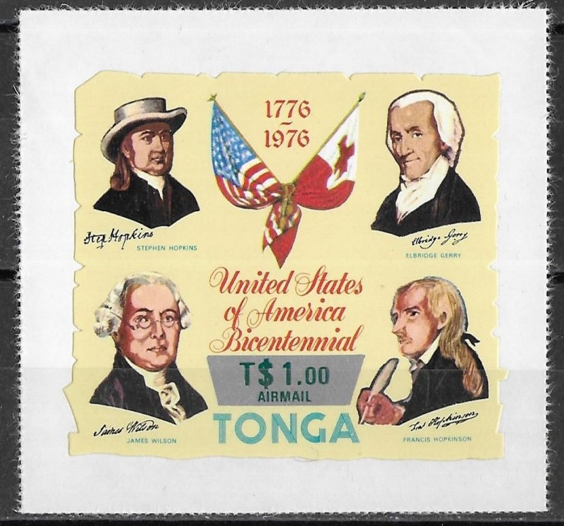 Tonga Overprinted American Bicentennial Die Cut issue of 1976, Scott C236, MNH