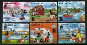 Lesotho 1988 Mickey Mouse Minnie Goofy Donald Sc 640-45 Disney Animation Cart...