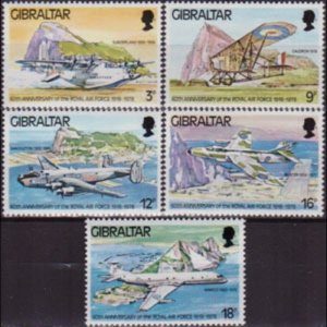 GIBRALTAR 1978 - Scott# 369-73 RAF 60th. Set of 5 NH