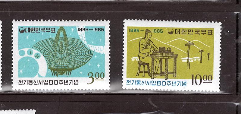 KOREA  1965  80th ANNIV. TELEGRAPH SERVICE  #481 - 482  MNH $6.75