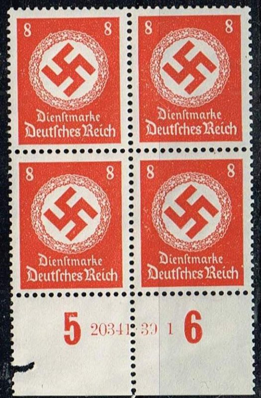 Germany 1934,Sc.#O84 MNH block of 4 Eagle on a base with Han 20341-39 1. cv.€60