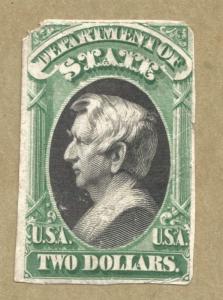 Scott #O67 State Dept. $2.00 Seward Green/Black.