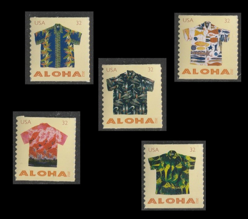 US 4597-4601 Aloha Shirts 32c coil set (5 stamps) MNH 2012