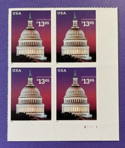 3648 US CAPITOL Plate Block of 4 US Express Mail $13.65 Stamps MNH 2002