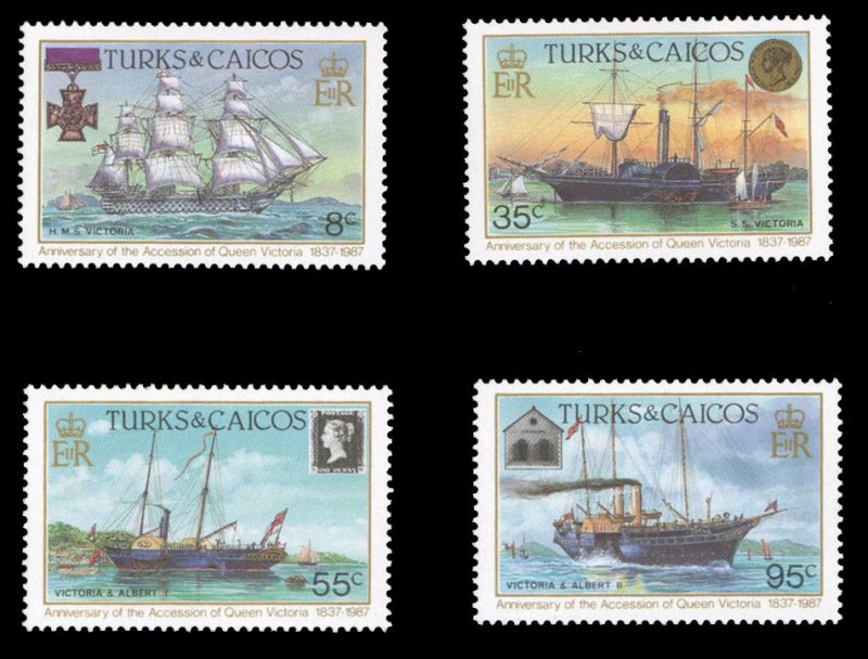 Turks & Caicos Islands #724-727 Cat$15, 1978 Ships, set of four, never hinged