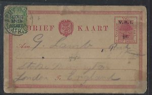 ORANGE FREE STATE COVER (PP1211B) 1901 TREE VRI 1/2D/1/2D +1/2D PSC BOER WAR TO 