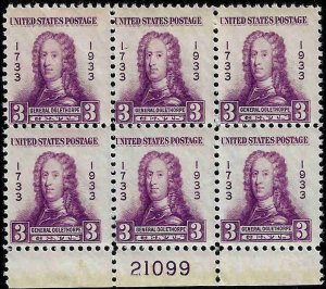 726 Mint,OG,NH... Plate Block of 6... SCV $15.00