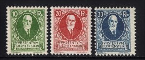 Liechtenstein 1925 Prince Johann Semi-Postal Set MNH #B1-3 CV$210