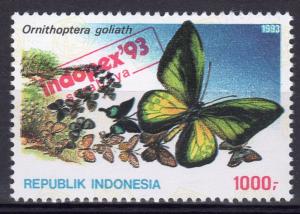 Indonesia 1993 Sc#1540 Butterflies ovpt.Indopex '93 (1) MNH