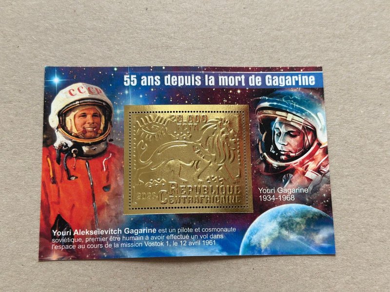 Space, Gagarin 2023 year 6 blocks Foil. Gold perforated  NEW MNH**